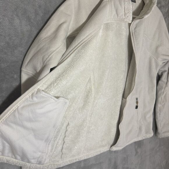 VINTAGE Nike Jacket Womens Large Cream ACG Zip Fleece Coat Sherpa Full Zip - Picture 8 of 10